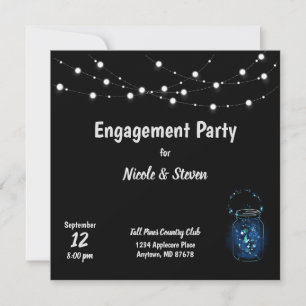 Engagement Party Cafe Lights Firefly Night Invitation