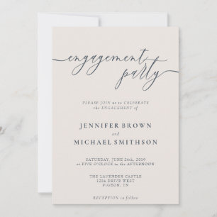 Engagement Party Calligraphy Navy Beige Invitation