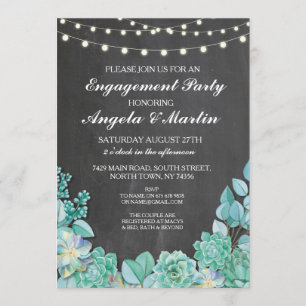Engagement Party Chalk Floral Succulents Invite
