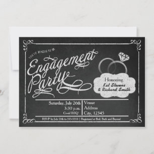 Engagement Party Chalkboard Chalk Co-ed Invitation