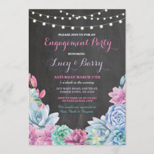 Engagement Party Chalkboard Floral Pink Invite