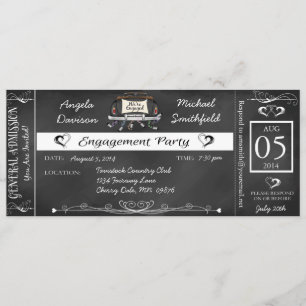 Engagement Party Chalkboard Ticket Invitation