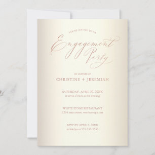 Engagement Party Champagne Rose Gold Typography In Invitation
