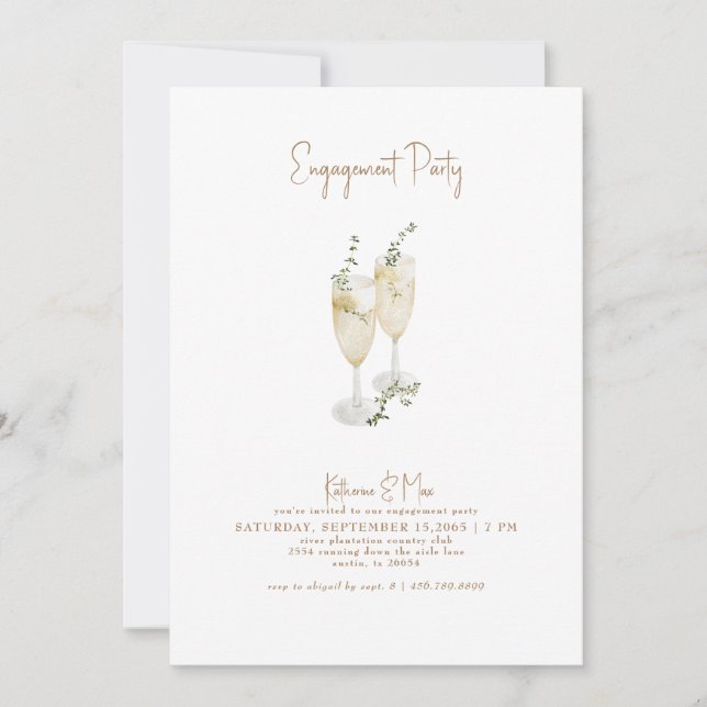 Engagement Party Champagne Toast  Invitation (Front)