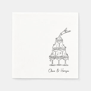 Engagement Party Champagne Tower Sketch Napkins