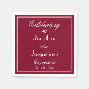 Engagement Party Chic Burgundy Red Custom Party Napkin