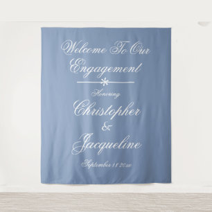 Engagement Party Chic Dusty Blue Photo Backdrop Tapestry