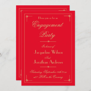 Engagement Party Chic Elegant Romantic Red Classy  Invitation