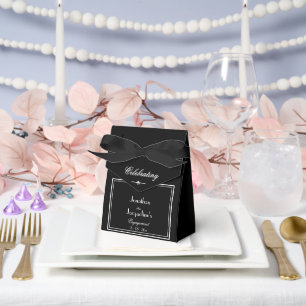 Engagement Party Chic Script Elegant Large Black Favour Box