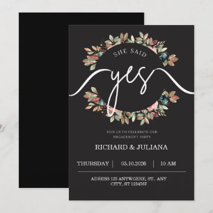 Engagement party cilibration, she said yes  invita invitation