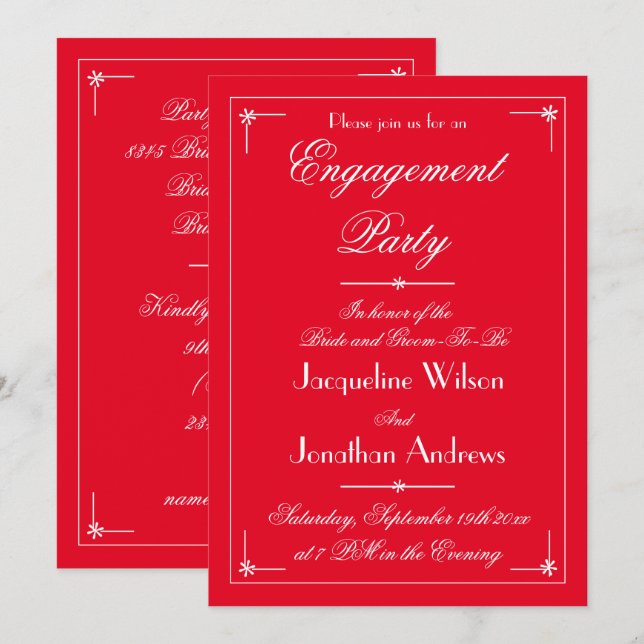 Engagement Party Classic Chic Personalised Party Invitation (Front/Back)