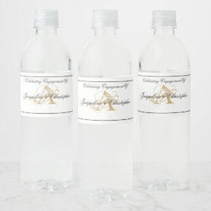 Engagement Party Classic Monogram Script Elegant Water Bottle Label