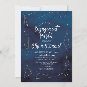 Engagement Party Couples Shower Navy Starsign Invitation