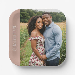 engagement party custom photo Paper Paper Plate