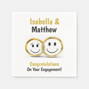 Engagement Party Cute Cartoon Gold Wedding Ring Napkin