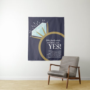 Engagement party diamond ring and fun facts tapestry