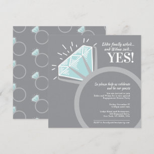 Engagement party diamond ring graphic invitations