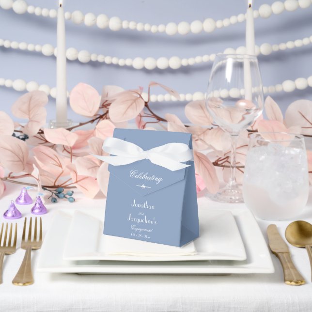 Engagement Party Elegant Chic Dusty Blue Thank You Favour Box (Wedding)