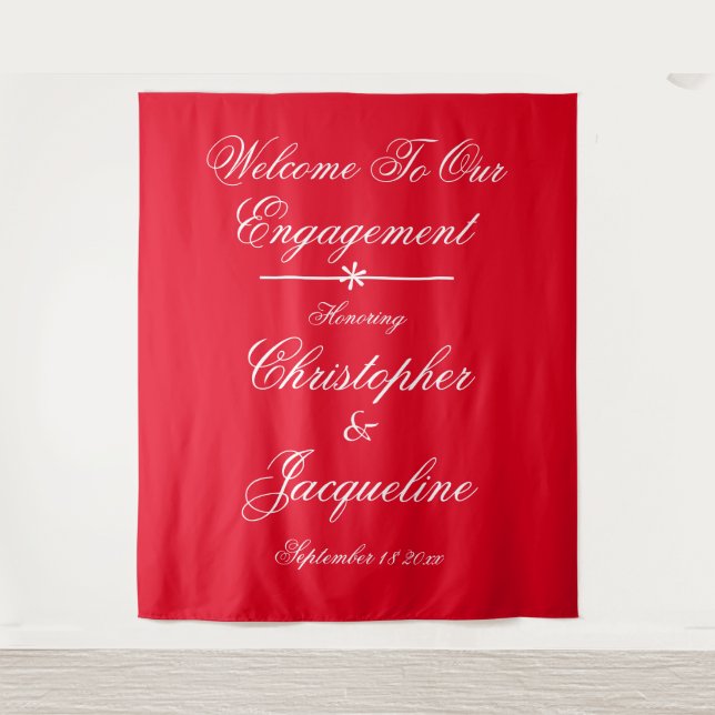 Engagement Party Elegant Chic Photo Booth Backdrop Tapestry (Front)