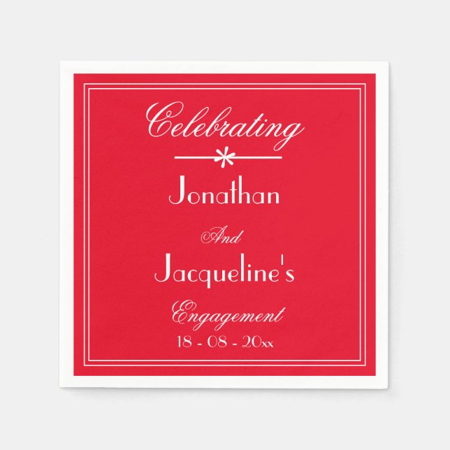 Engagement Party Elegant Chic Red Cake Table Paper Napkin (Front)