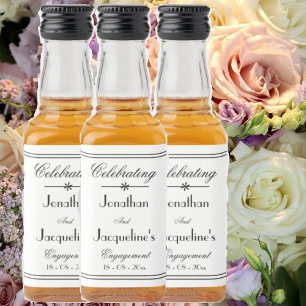 Engagement Party Elegant Chic Vintage White Mini Liquor Bottle Label