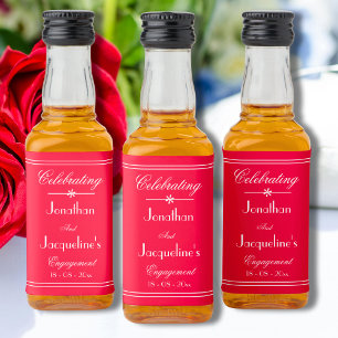 Engagement Party Elegant Script Cute Red Mini  Liquor Bottle Label
