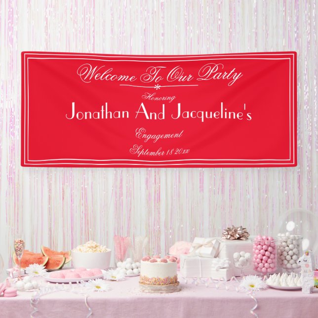Engagement Party Elegant Script Names Chic Welcome Banner (Party)
