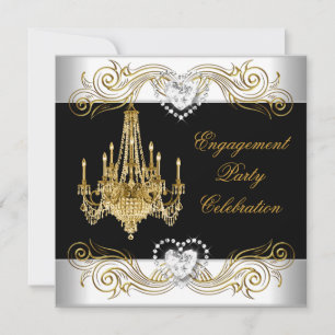 Engagement Party Elegant Silver White Chandelier Invitation