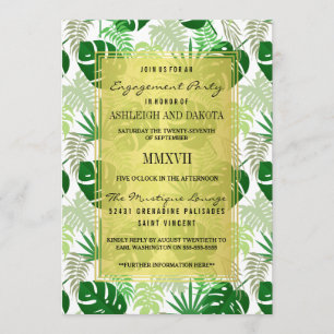 Engagement Party   Exotic Green Tropical Leaves Invitation