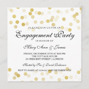 Engagement Party Faux Gold Foil Glitter Lights Invitation