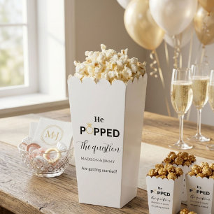 Engagement party favour, he popped the question favour box