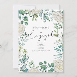 Engagement Party,Flowers,Pink Green Invitation