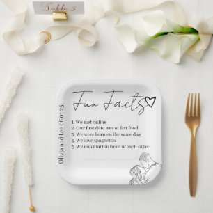Engagement Party Fun facts Name Wedding Paper Plate