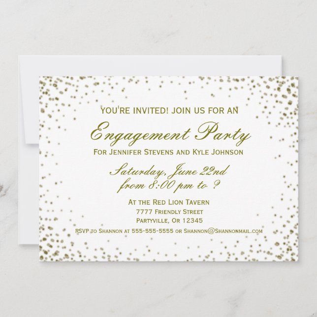 Engagement Party | Gold Confetti Invitation (Front)