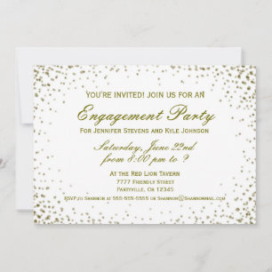Engagement Party   Gold Confetti Invitation