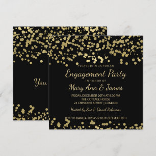 Engagement Party Gold Foil Look Confetti Invitation