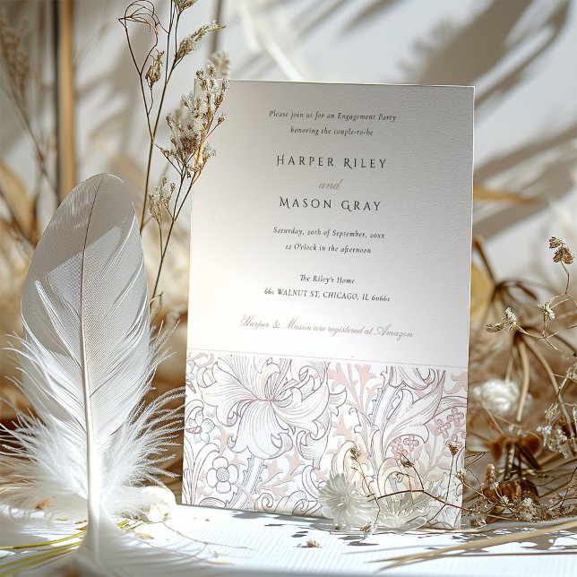 Engagement Party Golden Lily Elegant Pastel Invitation (Creator Uploaded)