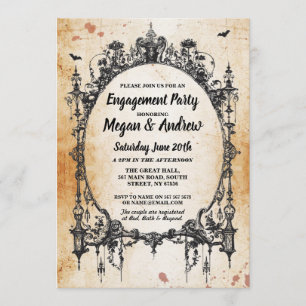 Engagement Party Gothic Frame Halloween Invite