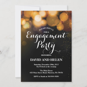 Engagement Party Invitation Card Gold Glitter