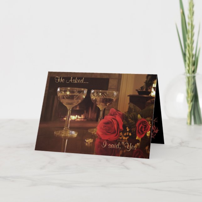 Engagement Party Invitation card wine and roses (Front)
