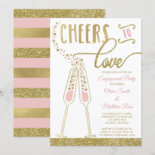 Engagement Party Invitation, Faux Glitter & Foil Invitation