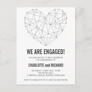 Engagement party invitation geometric heart postcard