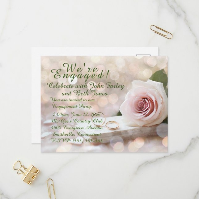 Engagement Party Invitation Postcard (Front/Back In Situ)