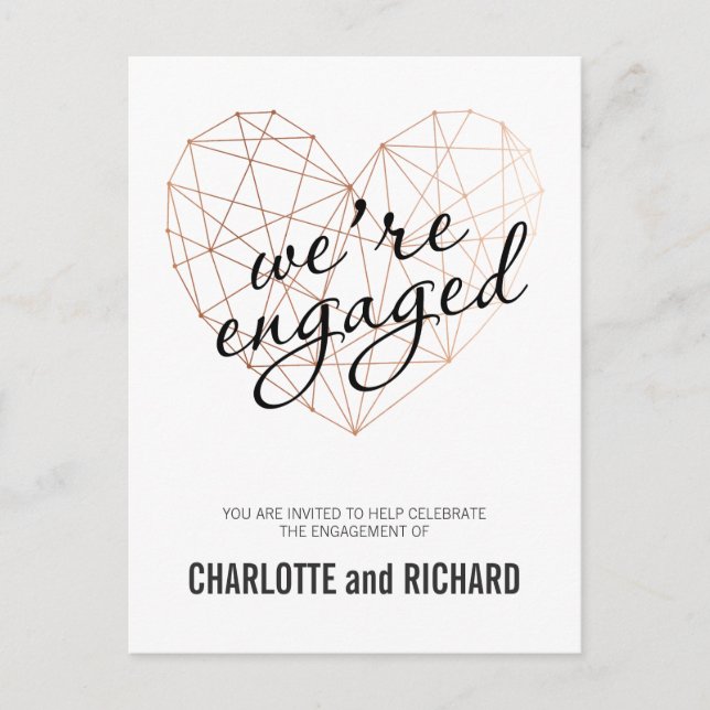 Engagement party invitation rose gold geometric (Front)