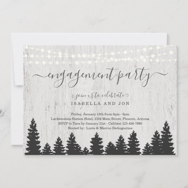 Engagement Party Invitation | Rustic Winter (Front)