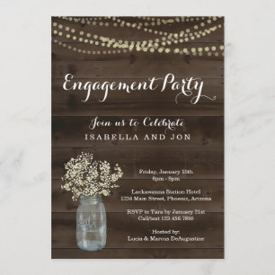 Engagement Party Invitation - Rustic Wood