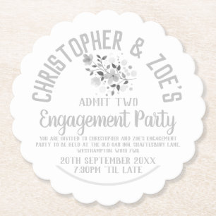 Engagement Party Invitation Ticket Paper Coaster