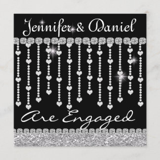 Engagement Party Invitation with Crystals & Hearts