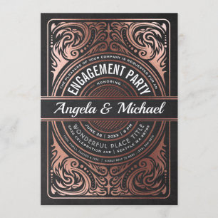 Engagement Party Invitations Black & Rose Gold