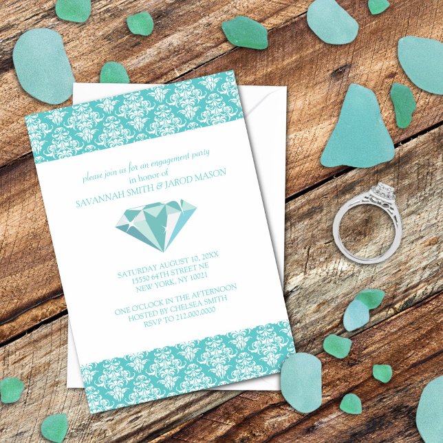 Engagement Party Invitations (Teal) (Creator Uploaded)